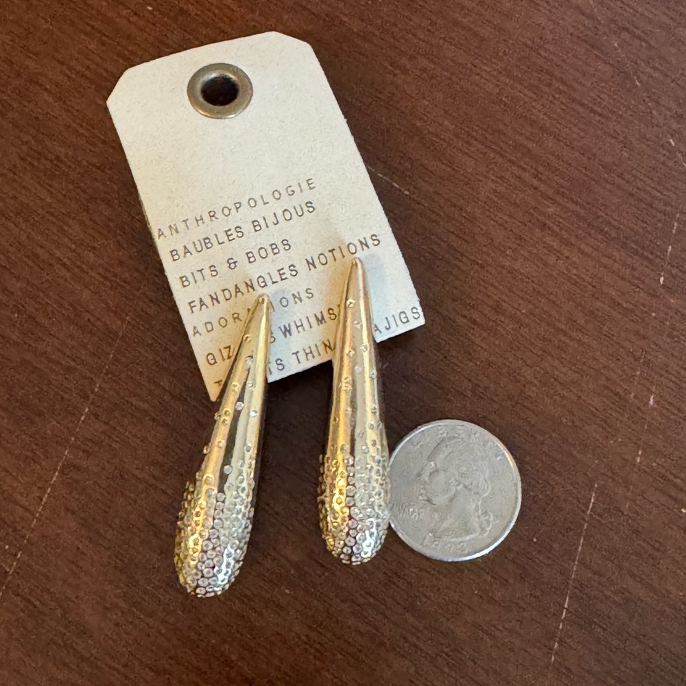 Anthropologie Pave Triangle Drop Earrings Gold NWT - Picture 6 of 6